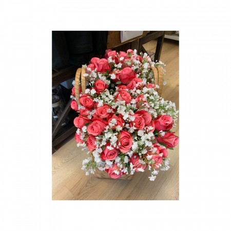 Langstilket kunstig rose rosa