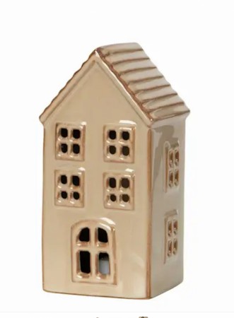 Hus i keramikk med Led lys 6x6x13cm