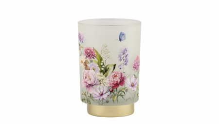 Led lys glass 15x10cm blomstereng