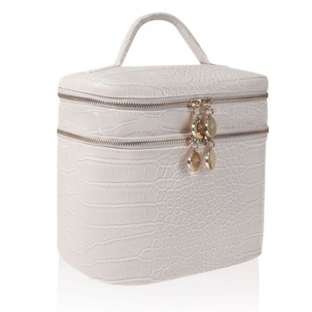 Beaty bag med eget rom i lokket. 23x25xH25cm Beige
