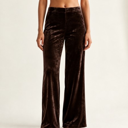  VELVET PANT WIDE Brun fløyel 