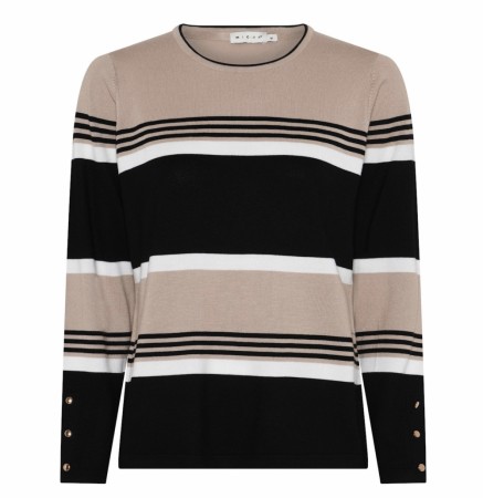 Micha genser stripete camel/sort