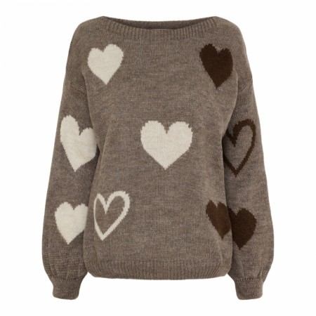 Heart knit brun 