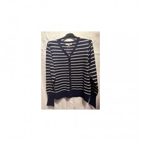 Stripe cardigan marine /hvit