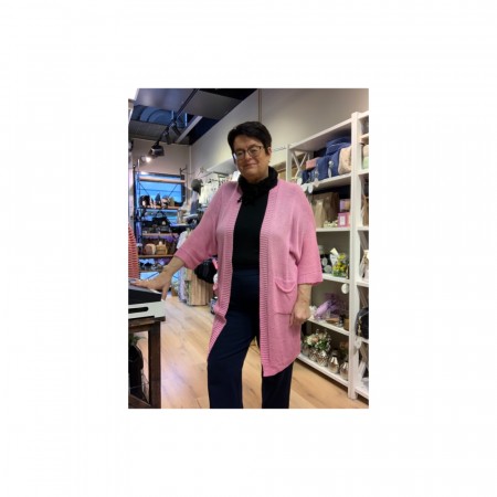 Nille lang jakke med lommer rosa