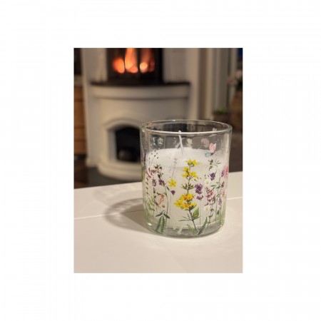 Duftlys glass Blomsterdeko 7,7x8cm Små blomster
