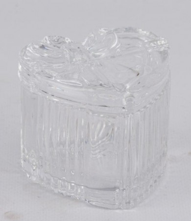 Hjerte skrin i klart glass 	7,5x7x7cm